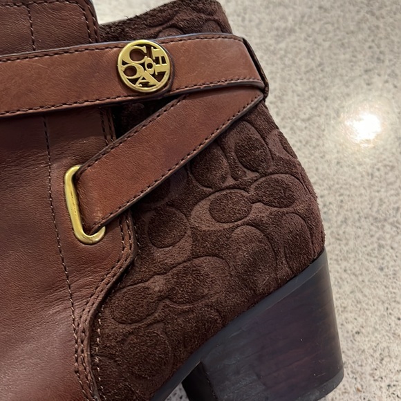 Coach Page Brown Embossed Ankle Boots. - Picture 7 of 15